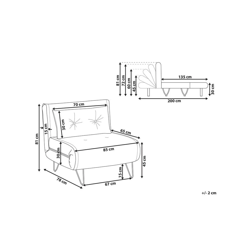 Beliani Eenpersoonsbank - VESTFOLD Zwart Fluweel - Image 3