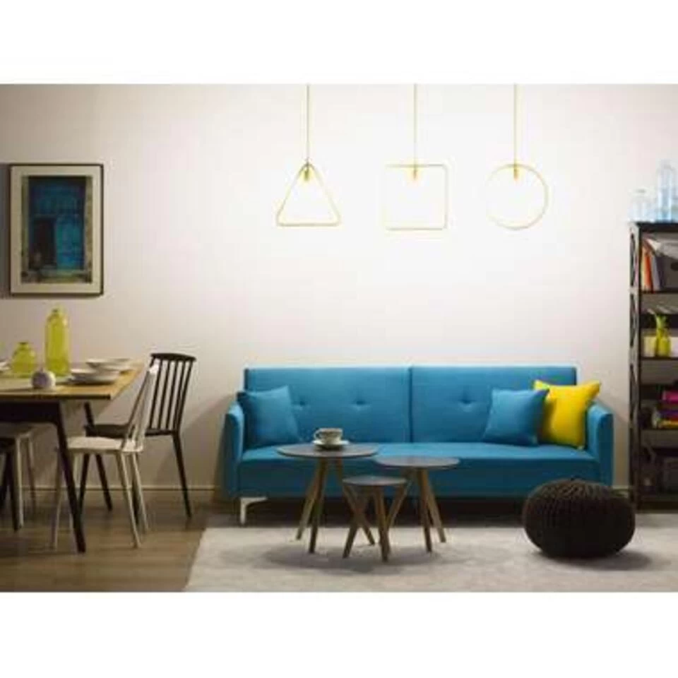 Beliani Driezitsbank - LUCAN Blauw Polyester - Image 2