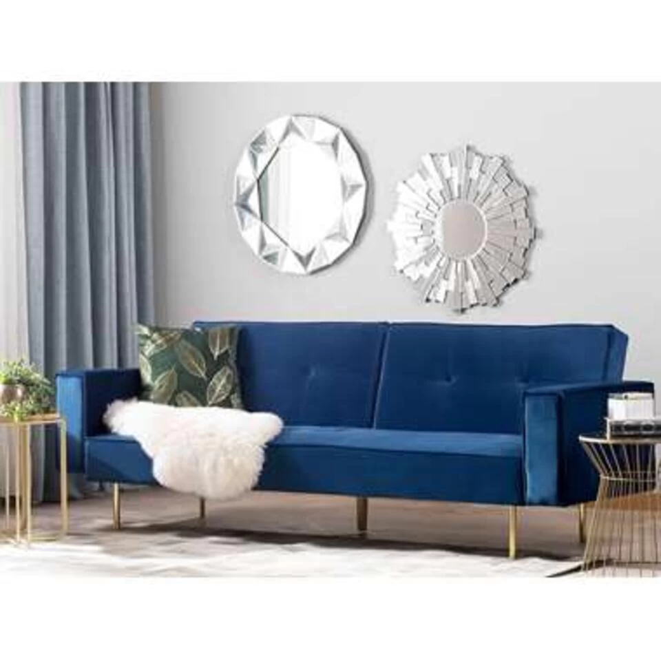 Beliani Driezitsbank - VISNES Blauw Fluweel - Image 2