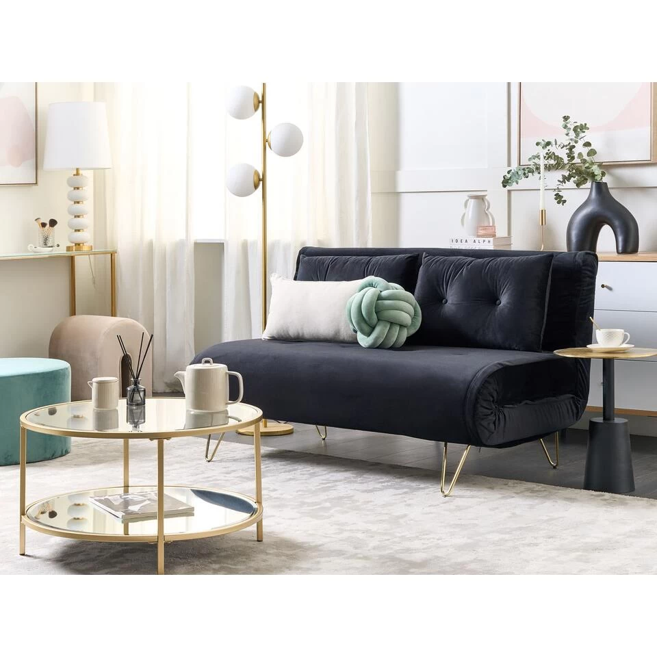 Beliani Tweezitsbank - VESTFOLD Zwart Fluweel - Image 2