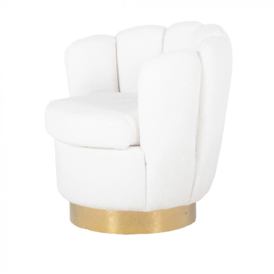 Giga Meubel Teddy Fauteuil Wit - Met Gouden Onderstel - Fauteuil Quinty - Image 3