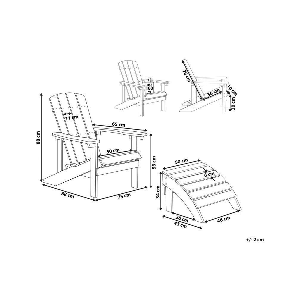 Beliani Tuinstoel ADIRONDACK - Grijs Kunsthout - Afbeelding 2