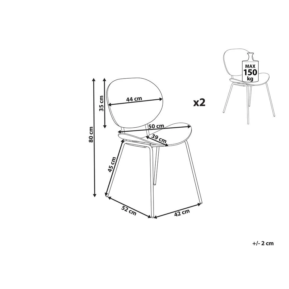 Beliani Eetkamerstoel SHONTO - Zwart Polypropyleen - Image 3